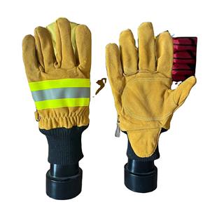 Résistance à la chaleur Aramide Pompier Gants de sécurité Résistant au feu Pompier Pompier Gants en cuir Ventes directes d'usine - Product Image 1