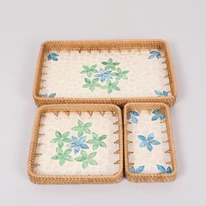 Meilleure vente Plateau de service MOP avec cadre en rotin Plateau de nacre au design de luxe pour l'organisation - Product Image 4