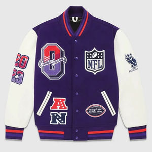 Hip Hop Varsity Jacket Vintage Bordado Letterman Chaqueta de béisbol para hombre - Product Image 6