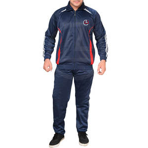 Ensemble de survêtement en polyester pour homme avec veste à fermeture éclair et pantalon de jogging pour l'entraînement Survêtement en polyester deux pièces pour la course à pied pour homme - Product Image 1