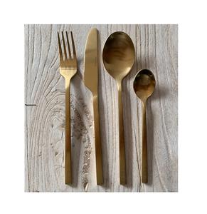 Manufacturer Brass Spoon Hot Seller Premium Knife Spoon Fork Set Customized Size <b>Gold</b> Plated Flatware Cutlery Set High Polished - Product Image 6