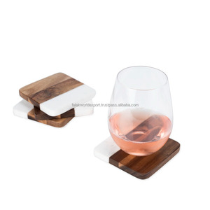 Gran oferta de posavasos de piedra de lujo de alta calidad posavasos de madera de acacia y mármol para bebidas boda HOGAR DE Falak World Export - Product Image 2