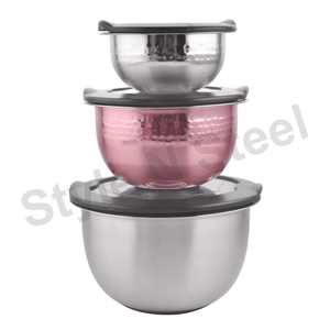 Bol de service de haute qualité 3 pièces ensembles pour la maison et le restaurant acier inoxydable et couleur cuivre mélange profond utilise des prix bas acheter classique - Product Image 1