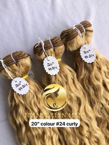 20 ''100% Extensions bouclées vierges de temple indien en vison cambodgien de qualité supérieure Couleur #24 Temple indien humain brut à donneur unique - Product Image 5