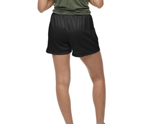 Pantalones cortos de baloncesto de malla para mujer, pantalones cortos deportivos transpirables de cintura elástica negros con bolsillos, cintura media, ajuste regular - Product Image 5
