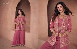 Tenue de soirée en georgette imprimée pêche pastel Salwar Kameez - Product Image 5