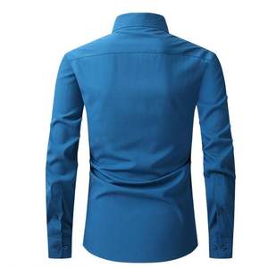 Camisa de Hombre de Manga Larga con Botones, 100% Algodón Satinado Elástico Antiarrugas con Bolsillo, para Uso Casual y de Negocios en Todas las Temporadas - Product Image 5