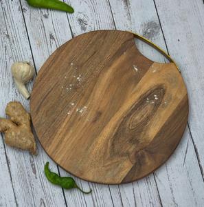 Planche à découper ronde avec poignée, surface épaisse et durable, idéale pour couper, servir le fromage et l'usage quotidien en cuisine - Product Image 1