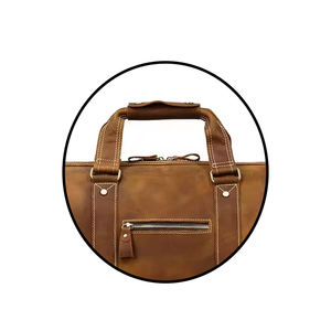 Vintage Genuine <b>Leather</b> <b>Duffel</b> <b>Bag</b> Weekender Travel Gym <b>Bag</b> Zipper Carry <b>Bag</b> with Front Pocket - Product Image 4