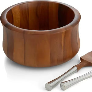 ชามไม้ตกแต่งสำหรับเสิร์ฟชามไม้แบบเรียบง่ายสำหรับสลัดผลไม้บ้านโต๊ะรับประทานอาหารงานปาร์ตี้และงานแต่งงาน - Product Image 1