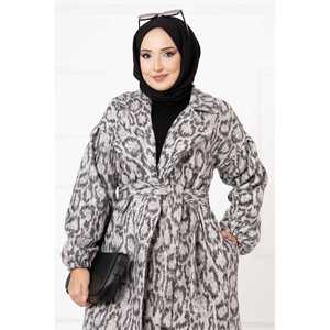 Abrigo de Cachemira Reversible con Estampado de Leopardo para Mujer, Estilo Vintage Largo, con Capucha, Decoración de Botones, Ropa de Invierno Informal, Talla XL - Product Image 2