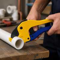 Cortador de Tubos de PVC con Trinquete, Herramienta para Cortar Tubos de Plástico de 0-42 mm, para Instalaciones de Plomería
