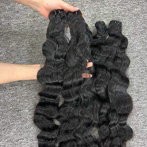 Venta al por mayor mechones de pelo natural ondulado de trama de gran stock de pelo virgen de alta calidad 100% pelo crudo, pelo de todos los colores, pelo crudo vietnamita - Product Image 3