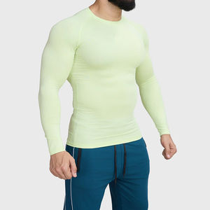 Chemise de compression de sport pour hommes, manches courtes, exercice, course à pied, été, séchage rapide, vêtements de sport de gym, prix de gros, OEM - Product Image 1