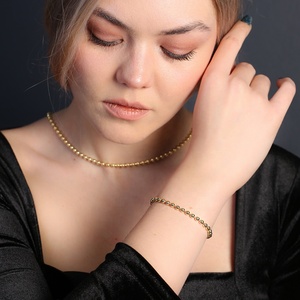 Elegant <b>Beaded</b> Chain 4 mm Ball <b>Bracelet</b> Turkish Handmade Wholesale 925 Sterling Silver For Woman Jewelry - Product Image 2