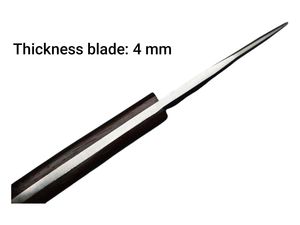 Cuchillo Skinner Camping con mango de madera wengue Funda de cuero - Product Image 6