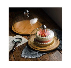 Customized Wholesale Wood Platter Display Classic Design <b>Dessert</b> Serving Tray Glass Lid for Home Hotel Use - Product Image 4