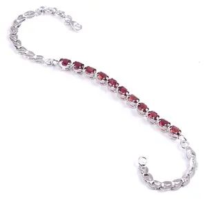 Natural Garnet Tennis <b>Bracelet</b> Gemstone, Elegant Jewelry, <b>Birthstone</b> <b>Bracelet</b> for Women, Stylish Gift Idea - Product Image 1