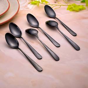 Juego de 6 Cucharas de Acero Inoxidable Color Negro Ónix con Acabado Espejo para Fiestas - Product Image 5