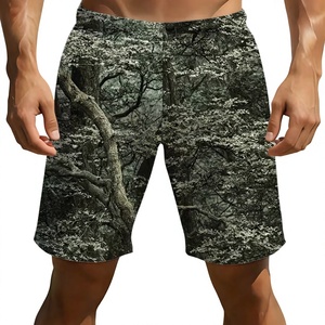 กางเกงขาสั้นลำลองลายใบไม้ ผ้าโพลีเอสเตอร์ แห้งเร็ว กันลม เอวยางยืดตัดสี มีเชือกผูก ระบายอากาศได้ดี เหมาะสำหรับฤดูร้อน สไตล์สตรีทแวร์ - Product Image 1