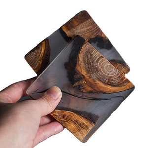 Most Selling Top Quality Customize Square Round <b>Epoxy</b> Resin Wood Coaster With Holder Set Available in Custom Design From India - Product Image 4