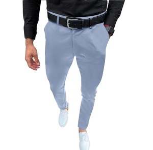 Pantalon habillé sur mesure pour hommes en tissu de coton élégant pantalon droit de robe de bureau décontracté d'affaires pour hommes de vente en ligne - Product Image 1