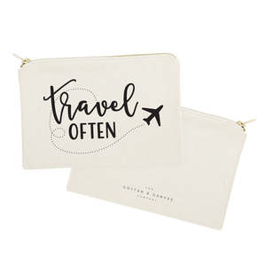Pochette de voyage portable en toile de coton personnalisable avec logo, fermeture éclair, pour les essentiels de beauté nomades - Product Image 2