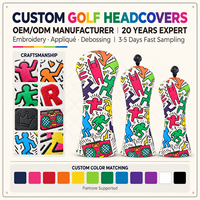Lot de housses de club de golf brodées à motif de dessin animé pour driver, fairway et hybride – Fournisseur de housses de tête de club de golf en gros