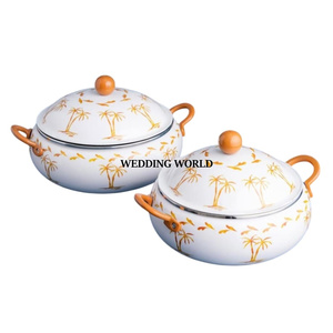 Juego de Dos Recipientes Redondos de Metal para Calentar Comida, Diseño Clásico y Elegante - Product Image 3