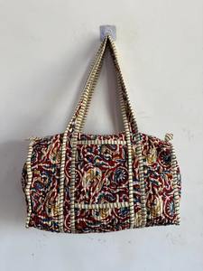 Bolsa de Lona Hecha a Mano de Alta Calidad con Estampado de Bloques de Algodón, Cierre de Cremallera, Acolchada, Floral, Informal, de Viaje, Gran Capacidad, Duradera, Deportiva - Product Image 3