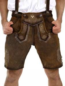 Pantalones cortos bávaros bordados personalizados 2025 Lederhosen de alta calidad para festivales alemanes hechos de cuero genuino estilo informal - Product Image 5