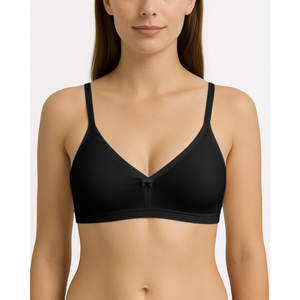 Bralette Inalámbrico de Algodón con Cuello en V para Mujer, Cómodo, Transpirable, con Relleno, Cierre de Gancho, Diseño Simple y Elegante - Product Image 1