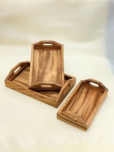 BANDEJA DE SERVICIO ÚNICA HECHA A MANO CON ASAS, Bandeja de desayuno de BAMBÚ Bandejas de madera Plato de servicio decorativo para comer - Product Image 4