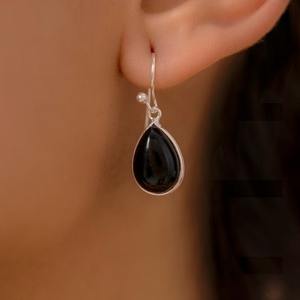 Boho Style 925 Sterling Silver Black Onyx Drop Boucles d'oreilles à la mode Bijoux faits à la main pour les femmes Cadeau de mariage - Product Image 6