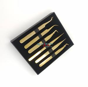 Pinzas profesionales para extensión de pestañas con nuevo diseño, pinzas para pestañas con mango de diamante, pinzas de acero inoxidable con logotipo personalizado - Product Image 1
