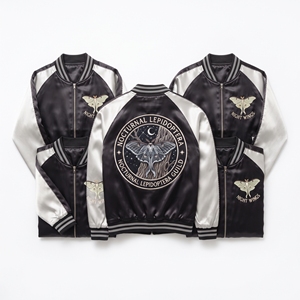 Wholesale Satin Bomber Jacket Royal Blue Yellow Cicada Insect Embroidered Varsity <b>Coat</b> Front Zip Outerwear Direct Factory - Product Image 4
