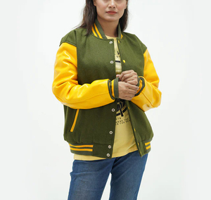 New Street Wear Style Varsity <b>Jacket</b> With Wool Body and Leather Sleeves Women Varsity <b>Jacket</b> for Women Washable Breathable - Product Image 6