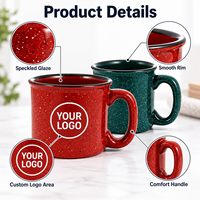 Mug en céramique mouchetée avec logo personnalisé, tasse à café multicolore, OEM ODM, vente en gros, mug de camping, fournisseur direct d'usine, ensemble de vaisselle