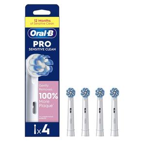 หัวแปรงสีฟันไฟฟ้า Oral-B Pro Sensitive Clean ขนแปรงนุ่มพิเศษเพื่อการขัดฟันอย่างอ่อนโยนและขจัดคราบพลัค แพ็ค 4 ชิ้น - Product Image 1