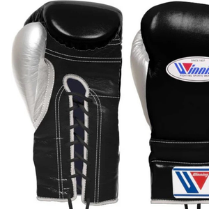 Gants de boxe à lacets Winning, noir argent, cuir véritable de qualité supérieure, gants d'entraînement professionnels pour la boxe, style japonais, finis - Product Image 4