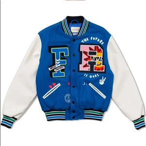 Veste universitaire de baseball d'hiver personnalisée corps en laine manches en cuir véritable brodé conception Letterman support fermeture à glissière - Product Image 6