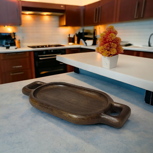 Luxury Natural Dark Brown Oval-Shaped Mango Wood Serving Tray <b>Large</b> Bulk Supply Rounded Edge Home Kitchen Hotel-Wholesale Rate - Product Image 6