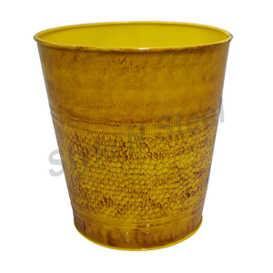 Jardinière ronde avec impression Jardinière galvanisée avec poignée en gaufrage Jardinières intérieures Décor de maison et de jardin - Product Image 2