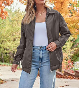 Vestes surdimensionnées en cuir véritable pour femmes Vestes grises de haute qualité pour femmes Vente en gros Manteaux de moto mode Logo personnalisé OEM - Product Image 4