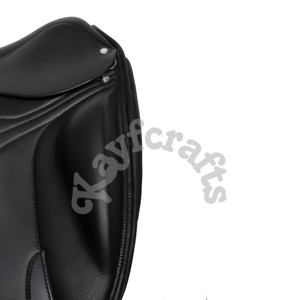 Selle de Dressage anglaise fabriquée à la main en cuir véritable noir siège profond épais genou rouleaux point raffiné détaillant Mono rabat pour - Product Image 2