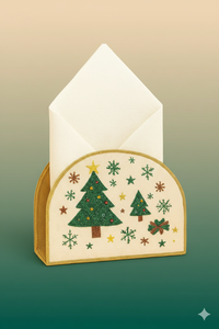 Collection de porte-serviettes de Noël perlés, décorations de fêtes haut de gamme, motifs festifs de Noël (Père Noël, lutin, sapin) brodés artisanalement - Product Image 3