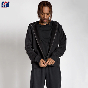 Sweat à capuche double curseur avec fermeture éclair vierge pour hommes en gros Sweat à capuche personnalisé avec fermeture éclair intégrale Sweats à capuche et sweat-shirts pour hommes - Product Image 4