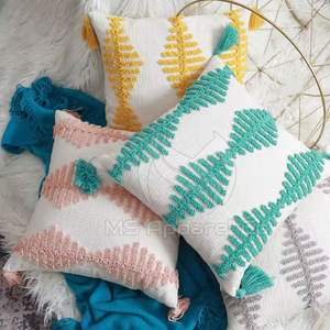 Embroidery Square <b>Cushion</b> Cover Breathable Smooth <b>Fabric</b> Washable Eco-Friendly Customized Modern Decor for Home Hotel Use - Product Image 4