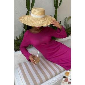 Vestido de punto con cuello redondo y detalles calados 2861, ropa informal transpirable con cintura natural - Product Image 4