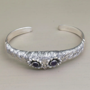 Femmes meilleure qualité Boho hibou manchette Bracelet améthystes en argent Sterling chrétien mode bijoux en gros prix en vrac cadeau - Product Image 6